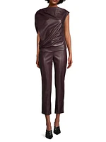 Draped Faux Leather Top