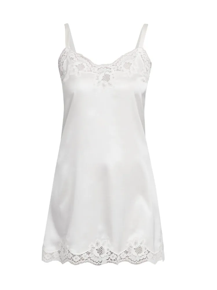 Lace-Trimmed Silk Satin Nightgown