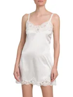 Lace-Trimmed Silk Satin Nightgown