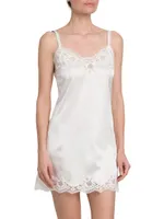 Lace-Trimmed Silk Satin Nightgown