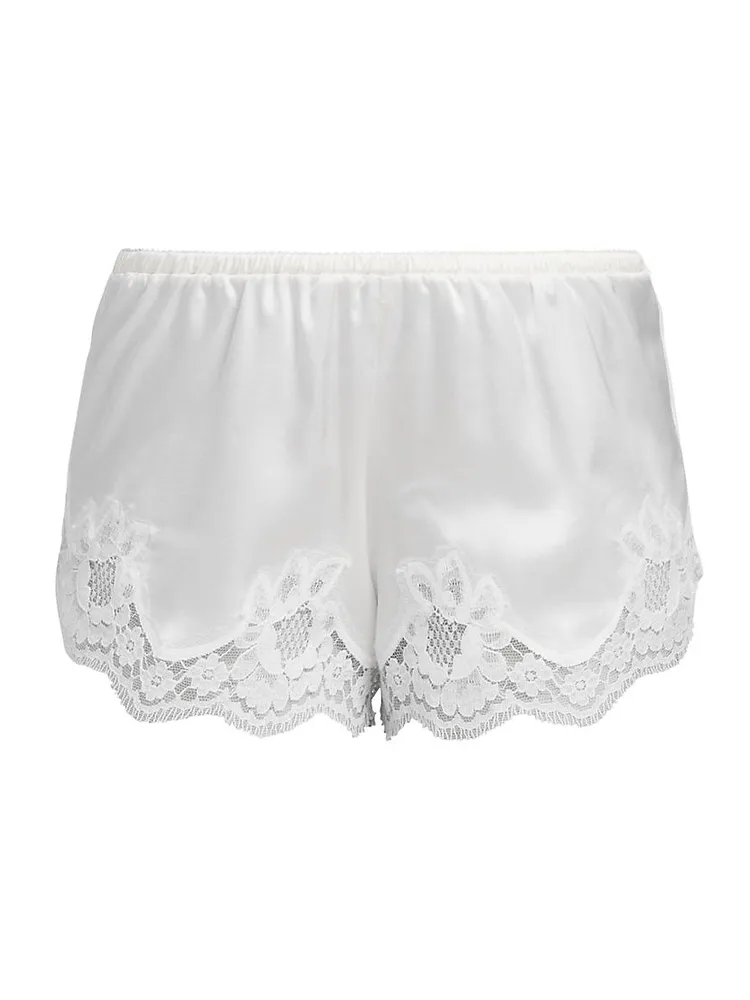 Lace-Trimmed Satin Shorts