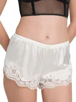 Lace-Trimmed Satin Shorts