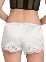 Lace-Trimmed Satin Shorts