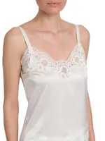 Lace-Trimmed Silk Satin Top