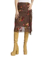 Simi Embroidered Floral Wrap Skirt