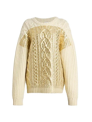 Tezzi Metallic Cable-Knit Sweater