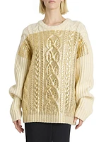 Tezzi Metallic Cable-Knit Sweater