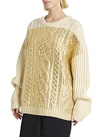 Tezzi Metallic Cable-Knit Sweater