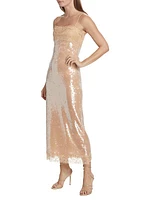 Valentina Sequined & Lace Midi-Dress