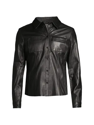 Tihtina Leather Button-Front Shirt