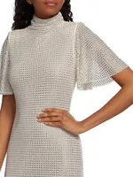 Crystal Mesh Short-Sleeve Gown