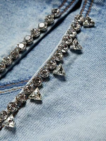 Crystal-Embellished Slit Jeans