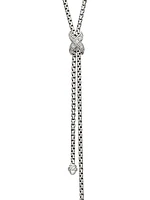 Petite X Lariat Necklace in Sterling Silver with Diamonds