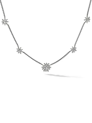 Starburst Station Chain Necklace with Pavé Diamonds