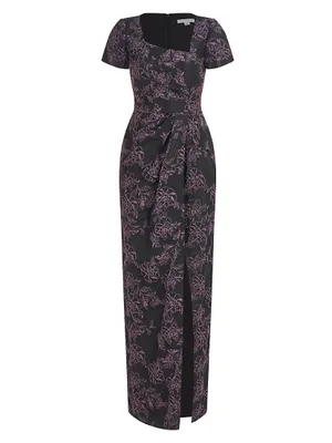 Roslyn Floral Jacquard Gown