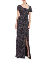 Roslyn Floral Jacquard Gown