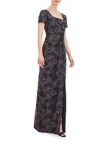 Roslyn Floral Jacquard Gown