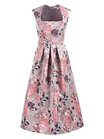 Lizbeth Floral Jacquard Midi-Dress