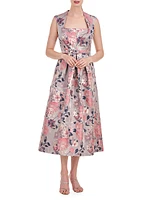 Lizbeth Floral Jacquard Midi-Dress