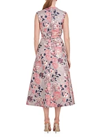 Lizbeth Floral Jacquard Midi-Dress