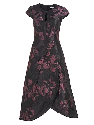 Massima Floral Jacquard Midi-Dress