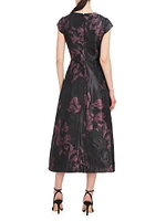 Massima Floral Jacquard Midi-Dress