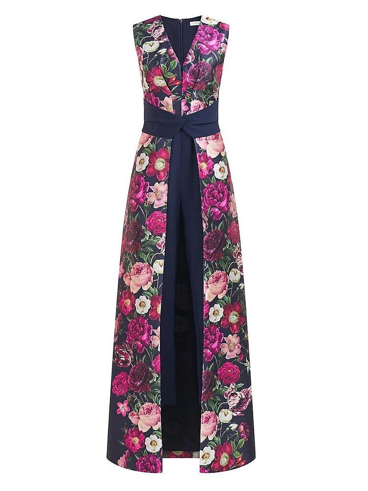 Rene Floral Mikado Walk-Thru Jumpsuit