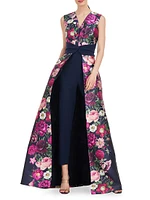 Rene Floral Mikado Walk-Thru Jumpsuit