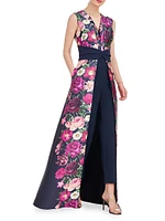 Rene Floral Mikado Walk-Thru Jumpsuit