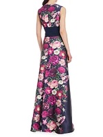 Rene Floral Mikado Walk-Thru Jumpsuit