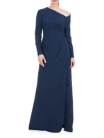 Irina Gown Asymmetric Long-Sleeve