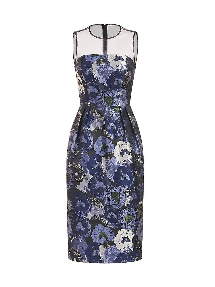 Dottie Floral Jacquard Illusion Midi-Dress