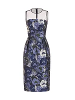 Dottie Floral Jacquard Illusion Midi-Dress