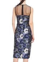 Dottie Floral Jacquard Illusion Midi-Dress