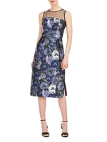 Dottie Floral Jacquard Illusion Midi-Dress