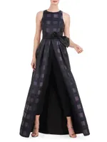 Arabella Plaid Jacquard Walk-Thru Jumpsuit