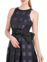 Arabella Plaid Jacquard Walk-Thru Jumpsuit