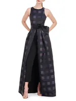 Arabella Plaid Jacquard Walk-Thru Jumpsuit