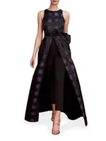 Arabella Plaid Jacquard Walk-Thru Jumpsuit