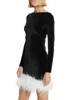 Adler Feather-Trimmed Fitted Minidress