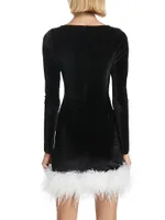 Adler Feather-Trimmed Fitted Minidress