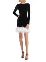 Adler Feather-Trimmed Fitted Minidress