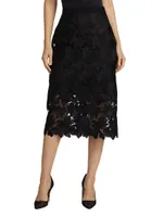 Evening Floral Guipure Lace Midi-Skirt