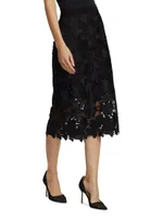 Evening Floral Guipure Lace Midi-Skirt