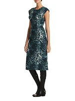 Leopard-Print Jacquard Sheath Dress