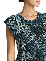 Leopard-Print Jacquard Sheath Dress