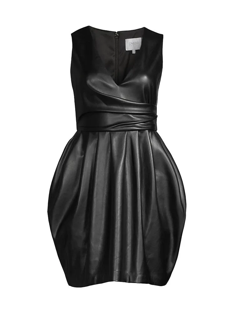 Faux Leather Fit-&-Flare Dress