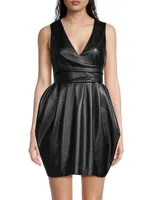 Faux Leather Fit-&-Flare Dress