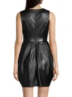 Faux Leather Fit-&-Flare Dress