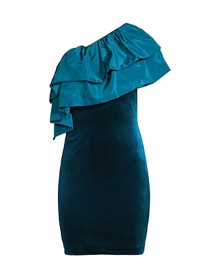 Velvet & Taffeta Mini Dress
